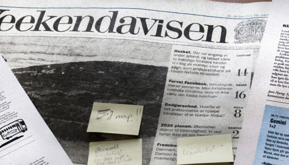 Weekendavisen er en av flere danske aviser som kritiseres for bruke mange frilansere. Foto: Kathrine Geard Weekendavisen er en av flere danske aviser som kritiseres for bruke mange frilansere. Foto: Kathrine Geard