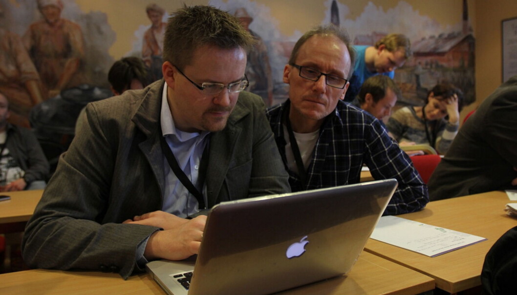 Johan Arnt Nesgård og Svein Helge Falstad fra Trønder-Avisa søker i postjournaler under workshop om innsynsbegjæringer. Foto: Glenn Slydal Johansen Johan Arnt Nesgård og Svein Helge Falstad fra Trønder-Avisa søker i postjournaler under workshop om innsynsbegjæringer. Foto: Glenn Slydal Johansen