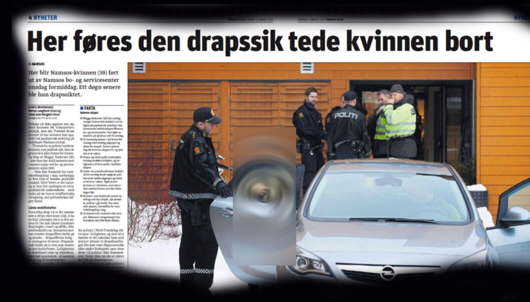Journalisten har sladdet bildet av kvinnen ytterligere. Faksimile Trønder-Avisa Journalisten har sladdet bildet av kvinnen ytterligere. Faksimile Trønder-Avisa