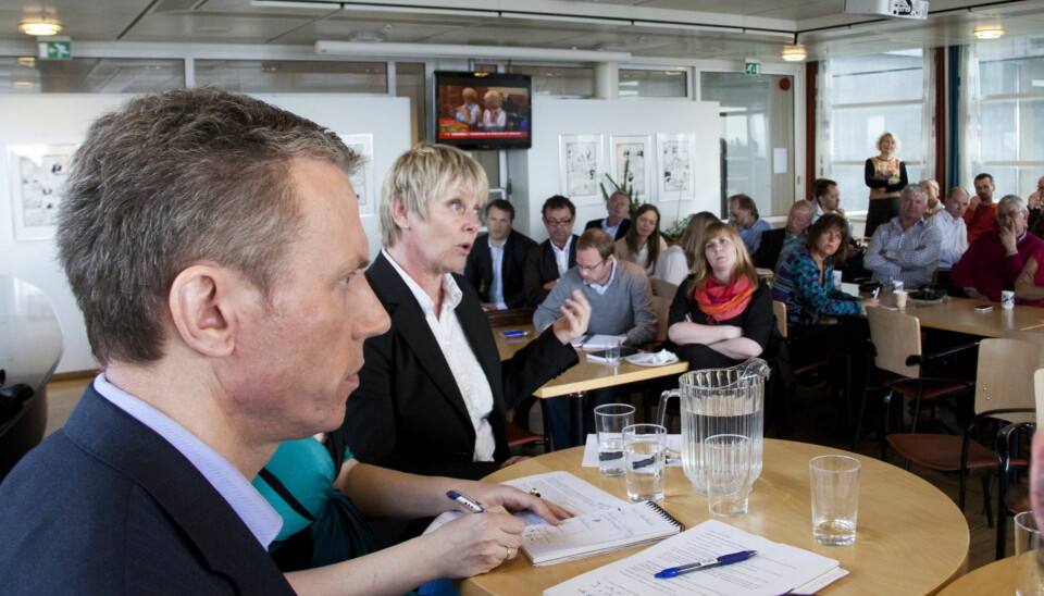 Konserntillitsvalgte i Schibsted og Media Norge arrangerte debattmøte i VG-kantina om eierskap og mediemakt.
