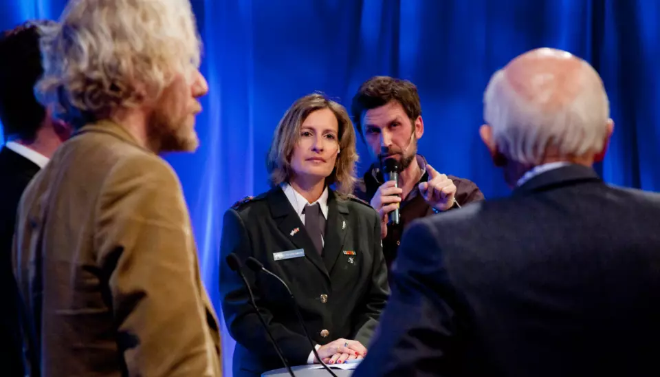 IDF talskvinne Avital Leibovich i debatt med medierepresentanter på Skup. Foto: Kathrine Geard
