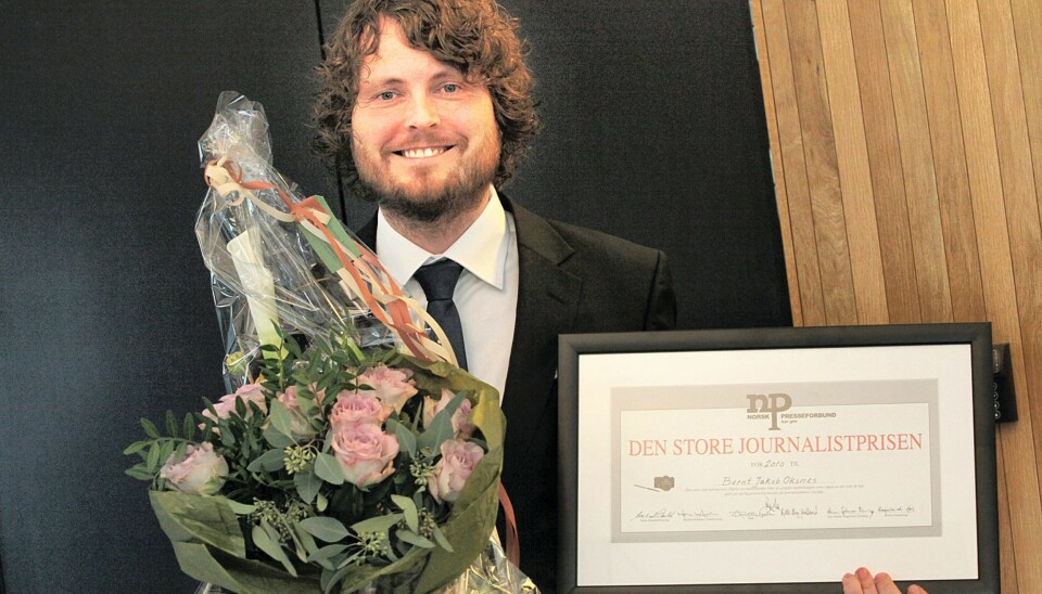 Bernt Jakob Oksens tildelt Den store journlistprisen 2010. Foto: Kathrine Geard