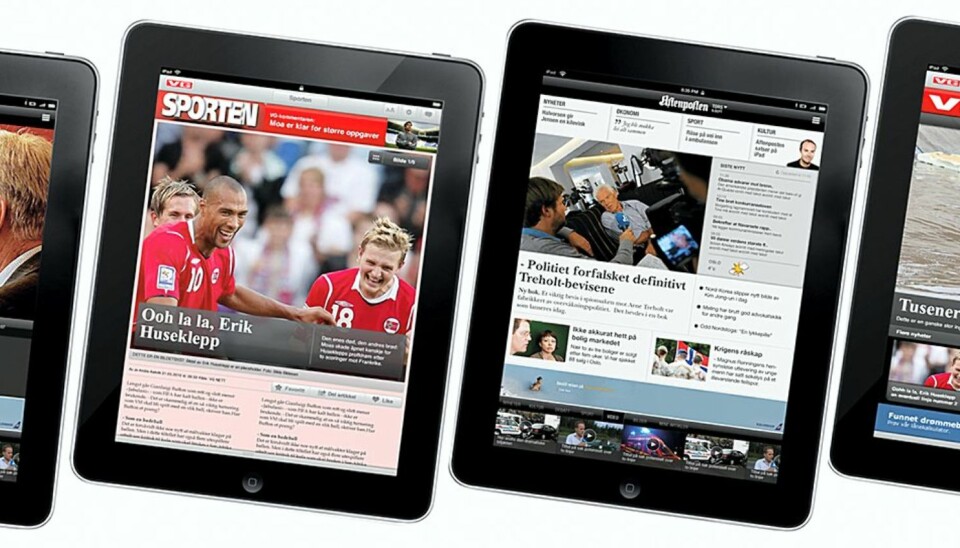 Dummyversjoner av Aftenposten og VG på iPad.