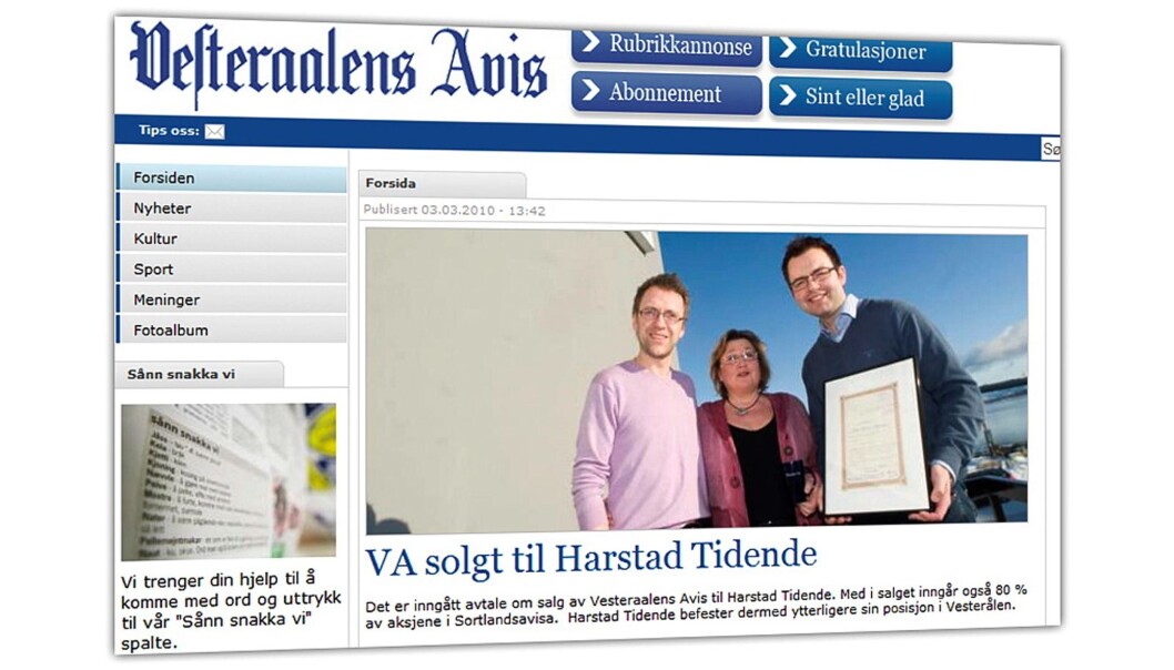 Vesteraalens Avis fra 3. mars 2010. Vesteraalens Avis fra 3. mars 2010.