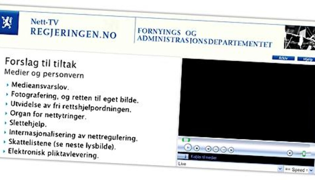 Skjermdump fra regjeringens nett-tv. Skjermdump fra regjeringens nett-tv.