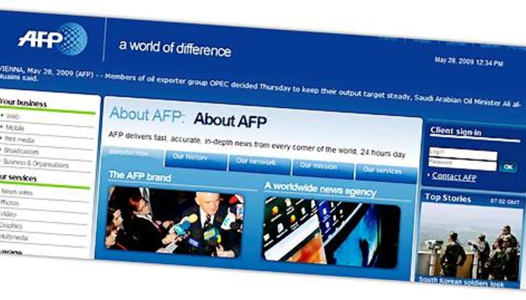 Nyhetsbyrået AFP har sett seg lei av stofftyveri. Nyhetsbyrået AFP har sett seg lei av stofftyveri.
