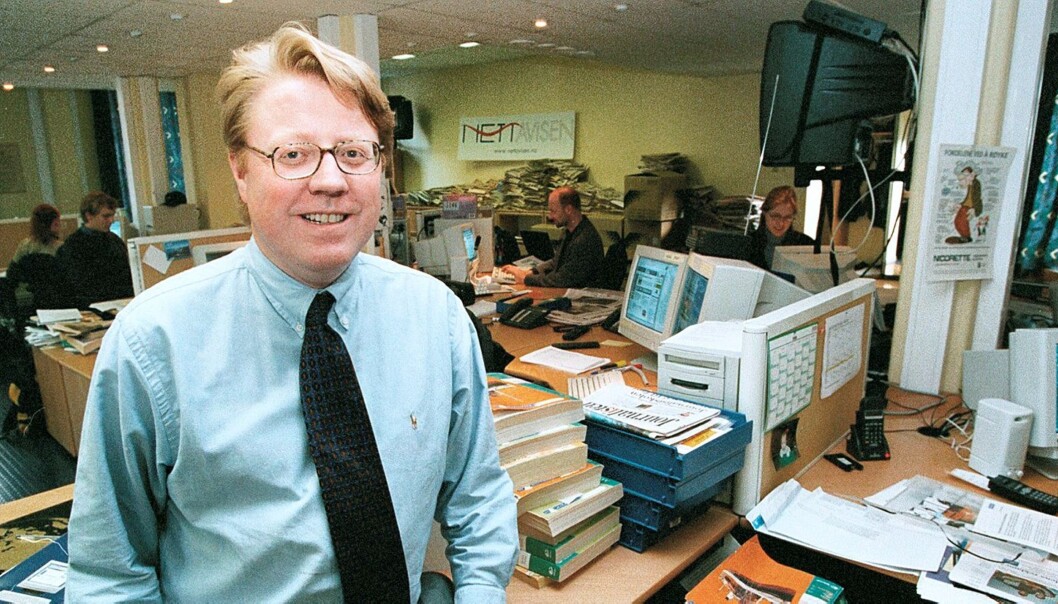 Daværende sjefredaktør i Nettavisen Knut Ivar Skeid forlikte med Dagbladet i gaten. Her fra 1998. Foto: Kathrine Geard Daværende sjefredaktør i Nettavisen Knut Ivar Skeid forlikte med Dagbladet i gaten. Her fra 1998. Foto: Kathrine Geard
