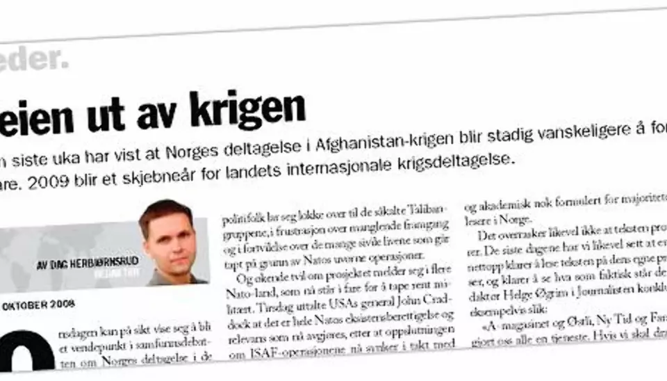 Faksimile av Ny Tid 24.10.2008.