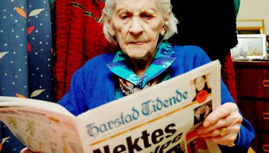 ELDST: 109-årige Jenny Ida Sofie Hanssen i Gratangen er nå den eldste person og avisabonnent i landet. Foto: Kjell Solbakken/Harstad Tidende ELDST: 109-årige Jenny Ida Sofie Hanssen i Gratangen er nå den eldste person og avisabonnent i landet. Foto: Kjell Solbakken/Harstad Tidende