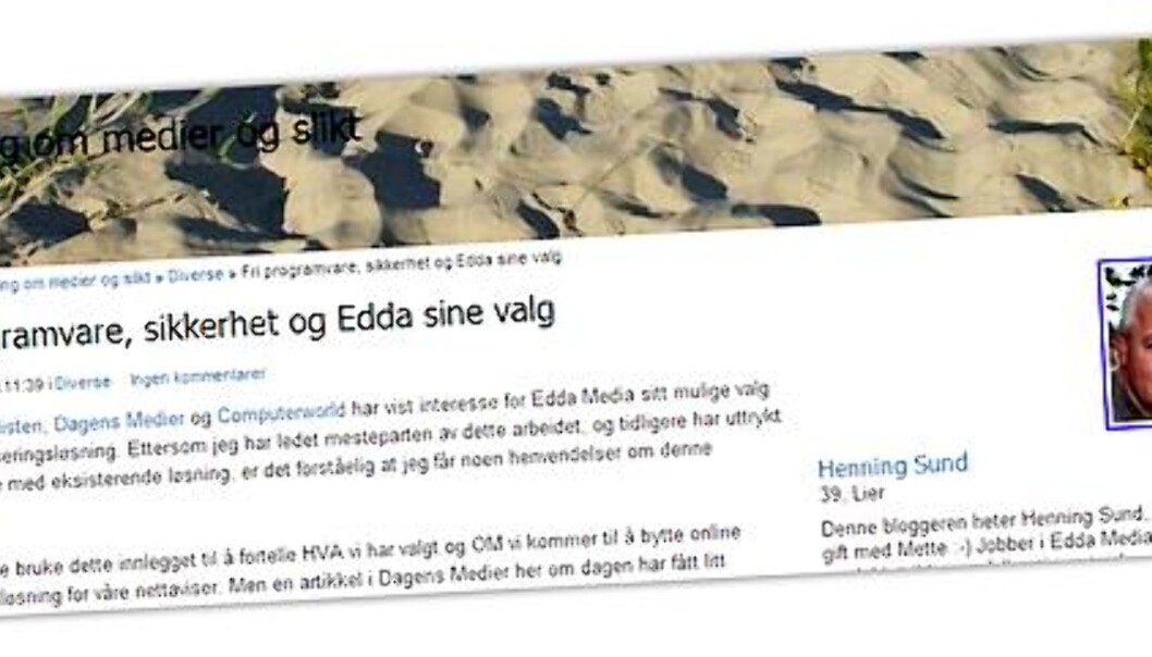 Fra Henning Sunds blogg. Foto: skjermdump Fra Henning Sunds blogg. Foto: skjermdump