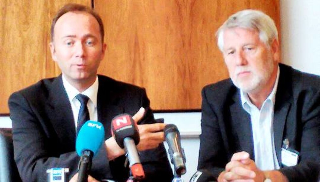 Kulturminister Trond Giske og daglig leder Finn H. Andreassen i Frikanalen. Foto: Martin Huseby Jensen Kulturminister Trond Giske og daglig leder Finn H. Andreassen i Frikanalen. Foto: Martin Huseby Jensen