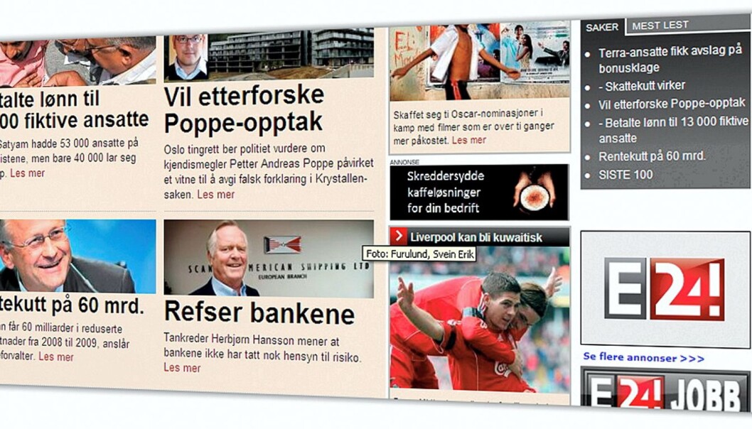 Skjermdump fra E24.no. Skjermdump fra E24.no.