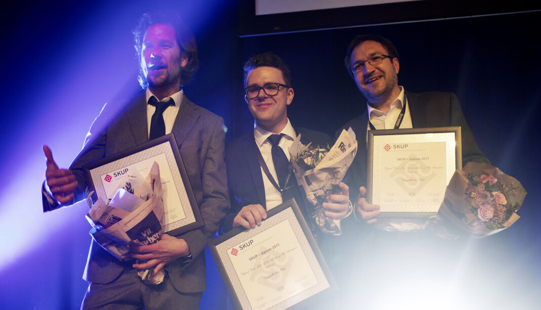 Eiliv Frich, Vegard Venli Flydal og Ola Strømman fra Dagbladet fikk Skup-diplom i fjor. Foto: Andrea Gjestvang Eiliv Frich, Vegard Venli Flydal og Ola Strømman fra Dagbladet fikk Skup-diplom i fjor. Foto: Andrea Gjestvang