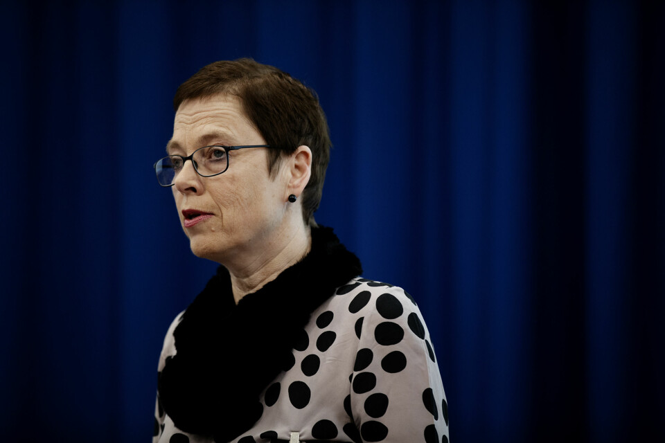 Direktør i Medietilsynet Mari Velsand presenterer hovudfunnene i rapporten. Foto: Andrea Gjestvang