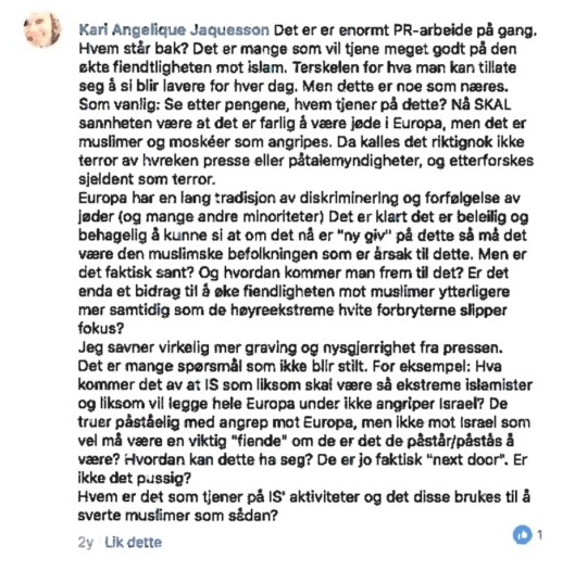 Facebook-posten fra 2015. Facebook-posten fra 2015.