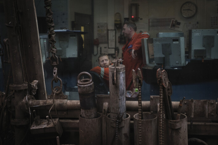 I hjertet av boreriggen Mærsk Innovator, kan det veksle fort mellom hektisk aktivitet til noen stille stunder ved borestans. Foto: Marie von Krogh I hjertet av boreriggen Mærsk Innovator, kan det veksle fort mellom hektisk aktivitet til noen stille stunder ved borestans. Foto: Marie von Krogh