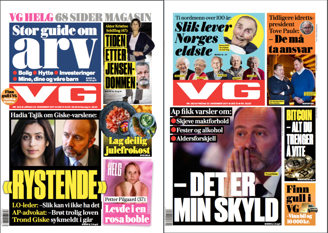 Giske-sakenhar vært en av de største sakene i #metoo-dekninga. Faksemile: VG Giske-sakenhar vært en av de største sakene i #metoo-dekninga. Faksemile: VG