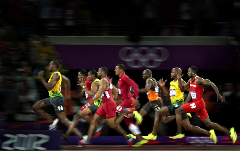 OL i 2012, Usain Bolt vinner gull i finalen i friidrett 100 meter. Foto: Niklas Larsson / BILDBYRÅN