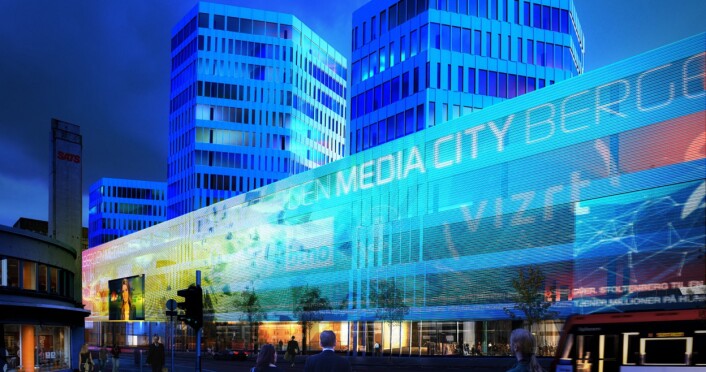 Slik ble Media City Bergen presentert da valget om Lars Hilles gate ble offentliggjort. Slik ble Media City Bergen presentert da valget om Lars Hilles gate ble offentliggjort.