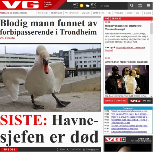 Faksimile VG torsdag morgen Faksimile VG torsdag morgen