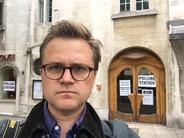 Øystein K. Langberg er i London for å dekke parlamentsvalget. Foto: Privat. Øystein K. Langberg er i London for å dekke parlamentsvalget. Foto: Privat.