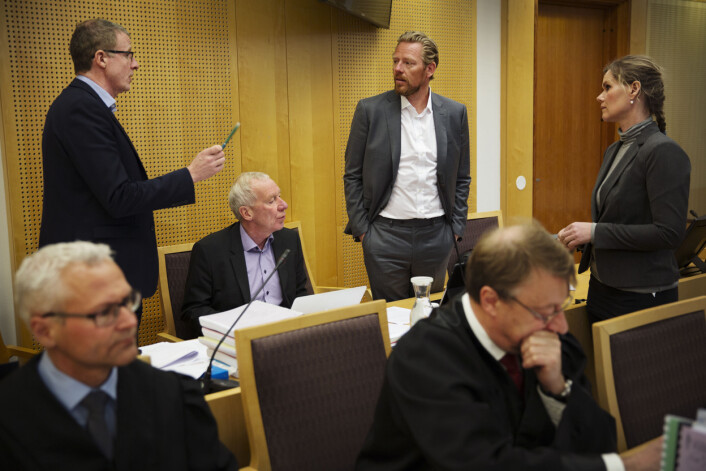 De saksøkte TV 2-ansatte Niklas Lysvåg, Alf Hildrum, Jan Ove Årsæther og Sophie Lund Aaserud forklarte seg alle i Oslo tingrett mandag. Foto: Andrea Gjestvang De saksøkte TV 2-ansatte Niklas Lysvåg, Alf Hildrum, Jan Ove Årsæther og Sophie Lund Aaserud forklarte seg alle i Oslo tingrett mandag. Foto: Andrea Gjestvang