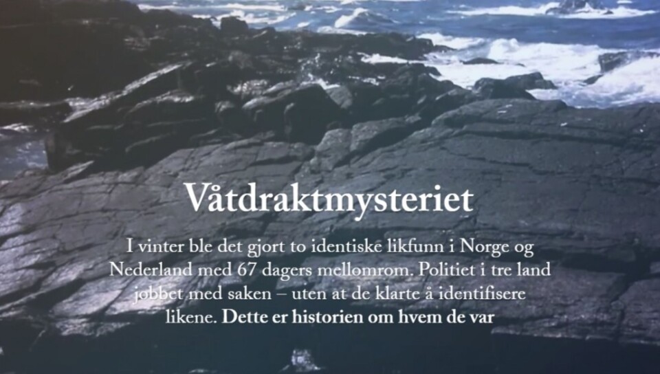 Dagbladet hentet hjem Skup-prisen for 2015 med“Våtdraktmysteriet”.Illustrasjon: Skjermdump fra Dagbladet.no Dagbladet hentet hjem Skup-prisen for 2015 med“Våtdraktmysteriet”.Illustrasjon: Skjermdump fra Dagbladet.no
