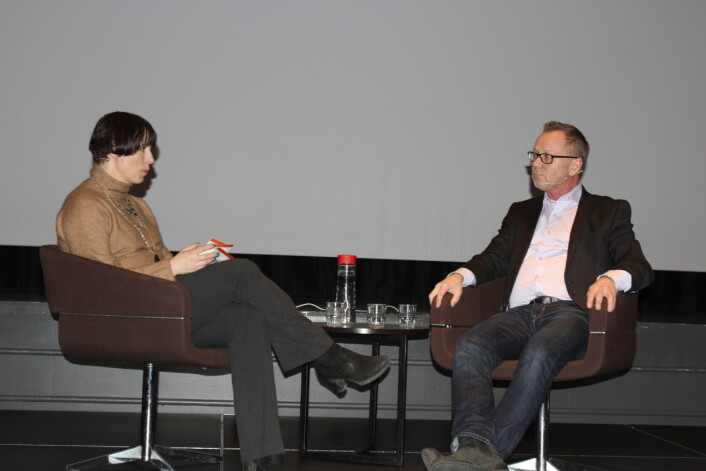 Ingeborg Volan intervjuet John Arne Markussen fra scenen. Foto: Angelica Hagen Ingeborg Volan intervjuet John Arne Markussen fra scenen. Foto: Angelica Hagen