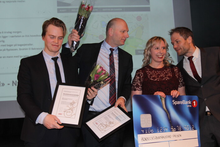 Joakim Slettebak Wangen, Rune Petter Ness, Charlotte Sundberg og Erlend Hansen Juvik i Adresseavisen. Foto: Bjørn Åge Mossin Joakim Slettebak Wangen, Rune Petter Ness, Charlotte Sundberg og Erlend Hansen Juvik i Adresseavisen. Foto: Bjørn Åge Mossin