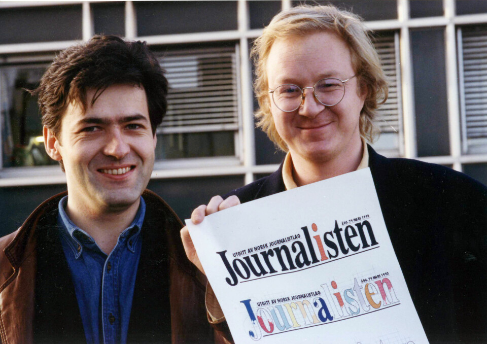 Helge Værland og Terje Andersenutformet Journalistens nye logoi 1993.