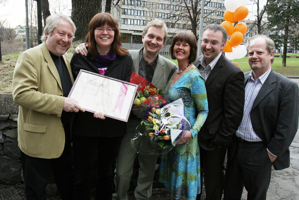 Journalisten ble tildelt Fagpresseprisen i 2006. F.v. Terje Olsson, Kathrine Geard, Trygve Aas Olsen, Elsebeth Frey, Espen Moe og Bjørn Åge Mossin.