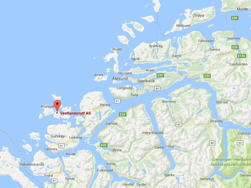 Vestlandsnytt gis ut i Herøy kommune. Skjermdump: Google Maps