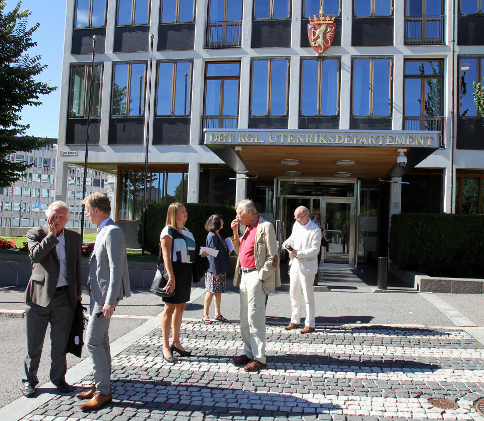 Presseorganisasjonene utenfor UD etter møtet med utenriksministerBørge Brende. Foto: Glenn Slydal Johansen