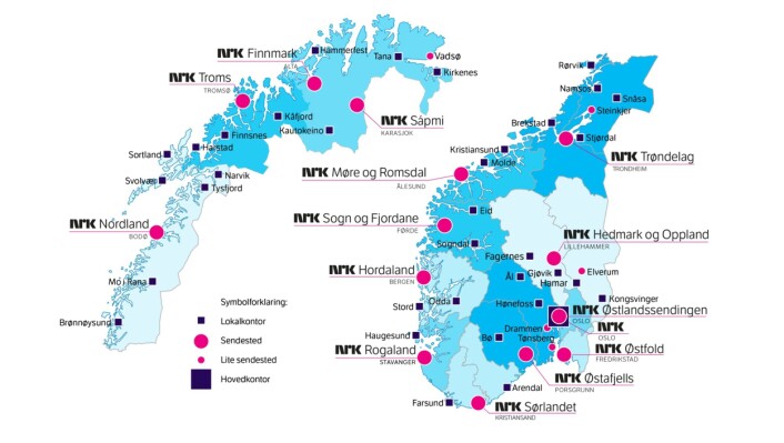 Slik presenterer NRK sine distrikts- og lokalkontorer på egne nettsider. Slik presenterer NRK sine distrikts- og lokalkontorer på egne nettsider.