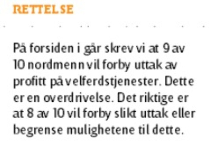 Vårt Lands rettelse onsdag 2. mars Vårt Lands rettelse onsdag 2. mars
