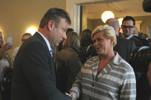 Selbekk og Siv Jensen, som han takket for støtten da karikaturstriden<br>raste som verst. Foto: Helge Øgrim Selbekk og Siv Jensen, som han takket for støtten da karikaturstriden<br>raste som verst. Foto: Helge Øgrim