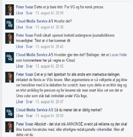 Faksimile fra Facebook Faksimile fra Facebook