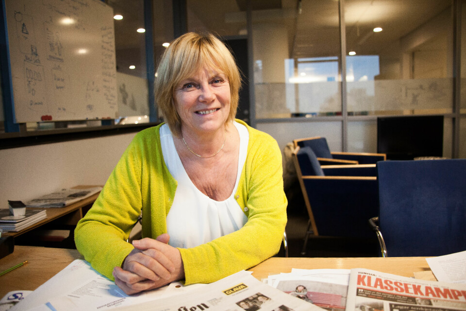 Hilde Haugsgjerd var sjefredaktør i perioden 2009-13. Her fotografert under et intervju medJournalisten i forbindelse med avgangen i 2013. Foto: Kathrine Geard