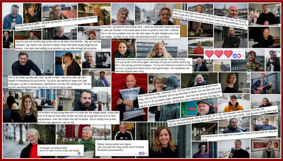 Bilder, sitater og kommentarer fra prosjektet «Folk i Fredriksstad blad». Kollasj: Fredrikstad blad Bilder, sitater og kommentarer fra prosjektet «Folk i Fredriksstad blad». Kollasj: Fredrikstad blad