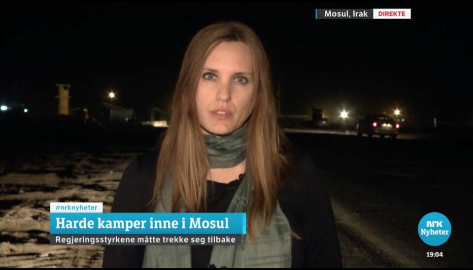 Solberg er rørt når hun forteller på direkten at Ahmed ikke overlevde. Foto: Skjermdump, NRK.no