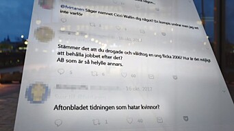 Flere medieprofiler ble hengt ut i sosiale medier. Flere av navnene dukket deretter opp i tradisjonelle medier. Foto: SVT Flere medieprofiler ble hengt ut i sosiale medier. Flere av navnene dukket deretter opp i tradisjonelle medier. Foto: SVT