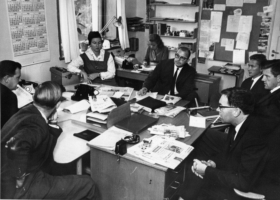 Et av NRK Dagsrevyens morgenmøter i 1964. Foto: Aage Storløkken / Aktuell / NTB Scanpix Et av NRK Dagsrevyens morgenmøter i 1964. Foto: Aage Storløkken / Aktuell / NTB Scanpix