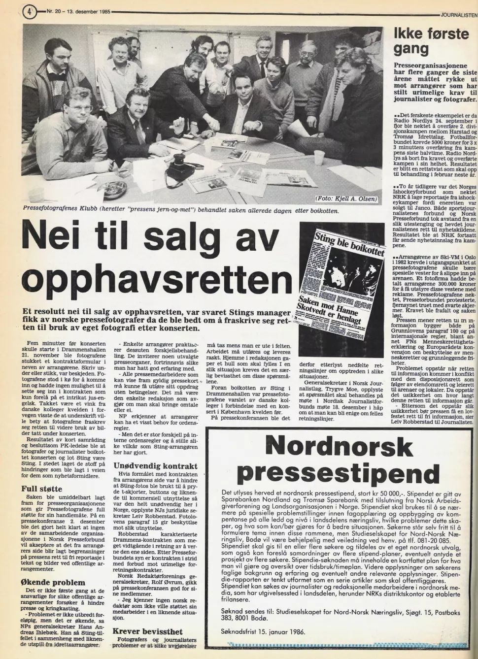 Slik så det ut da bildet stod på trykk i Journalisten nr. 20 – 1985.
