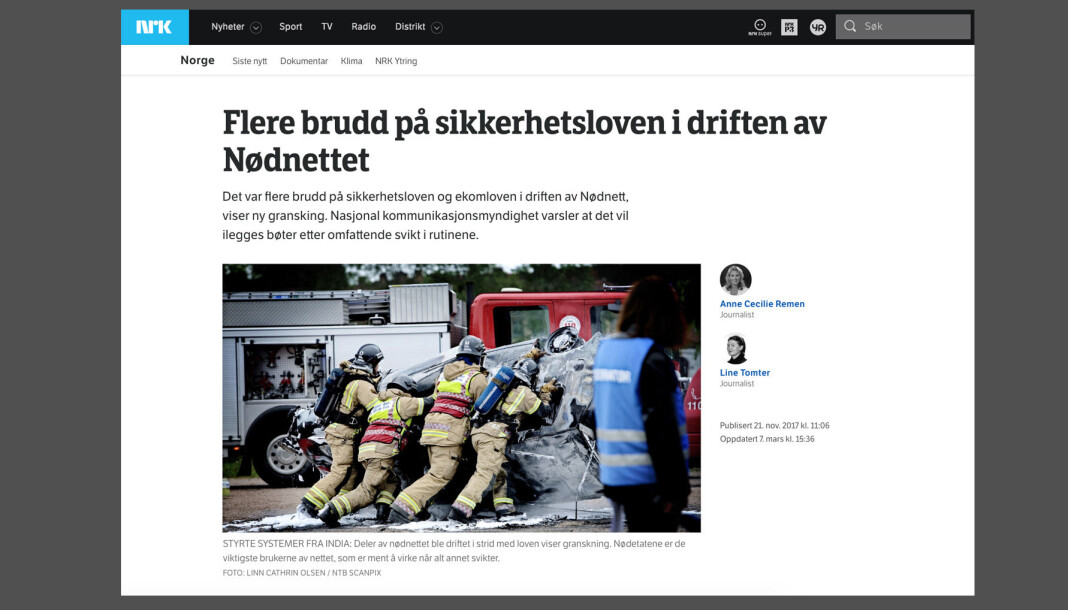 Skjermbilde av deler av den innklagede saken publisert 21. november i fjor. Skjermbilde av deler av den innklagede saken publisert 21. november i fjor.