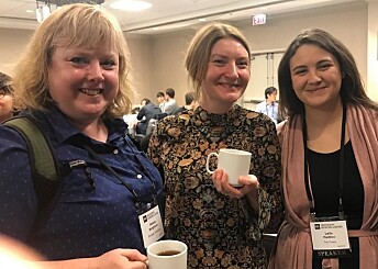 Disse kan du møte på Dataskup. Fra venstre Helena Bengtsson, SVT, Caelainn Barr, The Guardian og Leila Haddou, The Times. Bildet er tatt under årets NICAR-konferanse i Chicago i mars. Foto: Skup Disse kan du møte på Dataskup. Fra venstre Helena Bengtsson, SVT, Caelainn Barr, The Guardian og Leila Haddou, The Times. Bildet er tatt under årets NICAR-konferanse i Chicago i mars. Foto: Skup