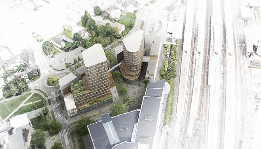 Slik så arkitektkontoret Tegn 3 for seg en utnyttelse av tomten i Lillestrøm i 2016. Foto: Tegn 3 Slik så arkitektkontoret Tegn 3 for seg en utnyttelse av tomten i Lillestrøm i 2016. Foto: Tegn 3