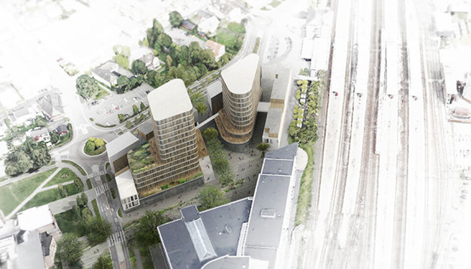 Slik så arkitektkontoret Tegn 3 for seg en utnyttelse av tomten i Lillestrøm i 2016. Foto: Tegn 3 Slik så arkitektkontoret Tegn 3 for seg en utnyttelse av tomten i Lillestrøm i 2016. Foto: Tegn 3