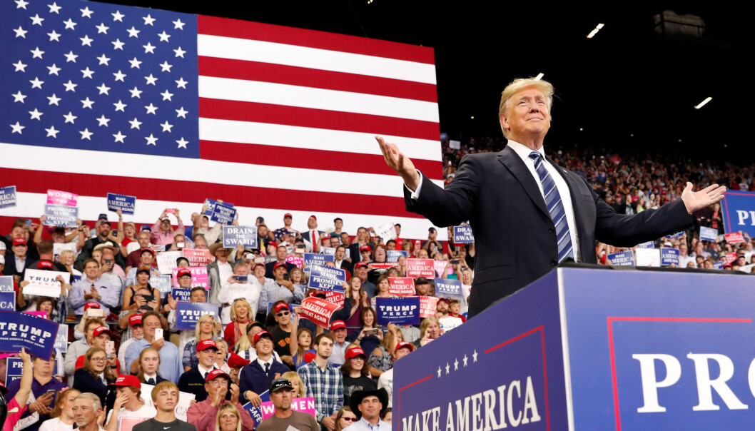 President Donald Trump under folkemøtet i Billings i delstaten Montana torsdag. President Donald Trump under folkemøtet i Billings i delstaten Montana torsdag.