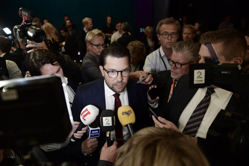 Sverigedemokraternas Jimmie Åkesson etter SVTs partilederdebatt. Foto: Stina Stjernkvist/TT / NTB scanpix Sverigedemokraternas Jimmie Åkesson etter SVTs partilederdebatt. Foto: Stina Stjernkvist/TT / NTB scanpix