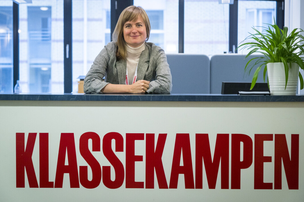 Klassekampens Mari Skurdal frykter mindre pressestøtte hvis Dagbladet blir en del av ordningen. Foto: Heiko Junge / NTB scanpix Klassekampens Mari Skurdal frykter mindre pressestøtte hvis Dagbladet blir en del av ordningen. Foto: Heiko Junge / NTB scanpix